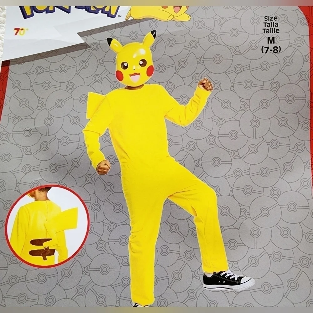 New Pikachu Pokemon Classic Child Halloween Costume size M 7/8